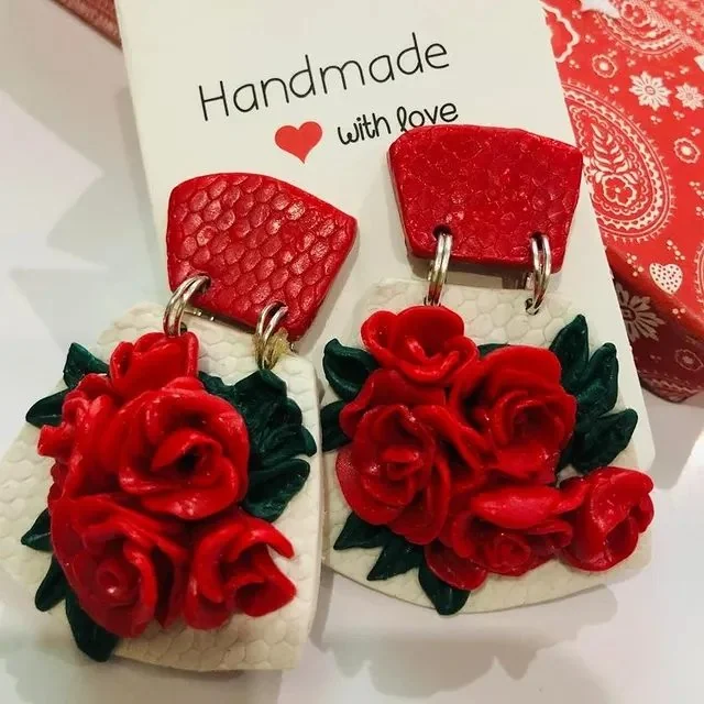 Handmade Rose earrings for rose lovers