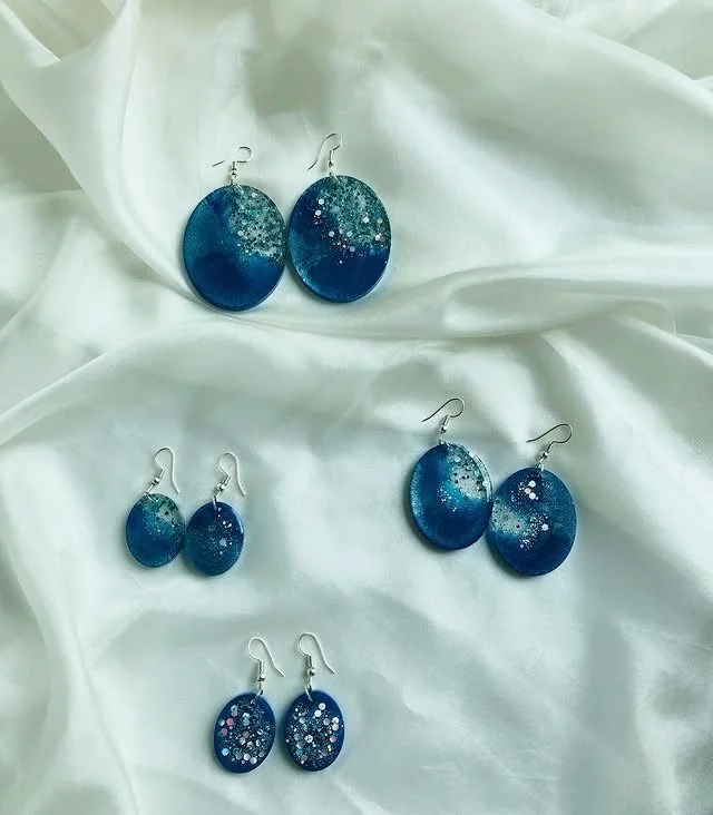 Elevate your style with our vibrant blue resin