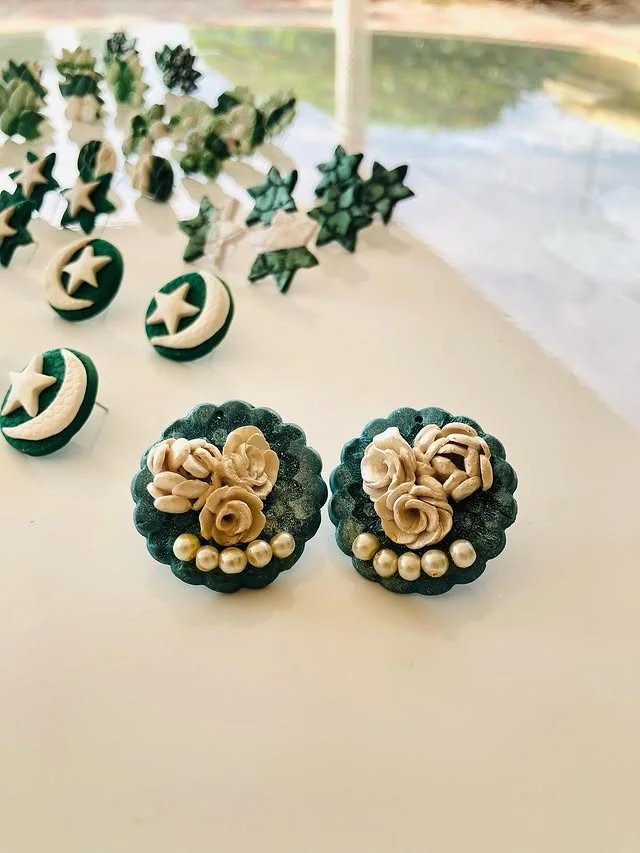 These polymer clay ear studs are not only patriotic